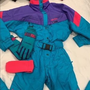 Vintage Retro Ski Suit Onesie UK size 8